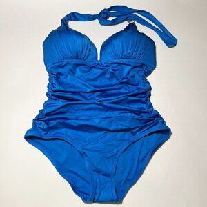 Victoria Secret XL One Piece Swimsuit Bikini Push Up Ruched Shocking Blue